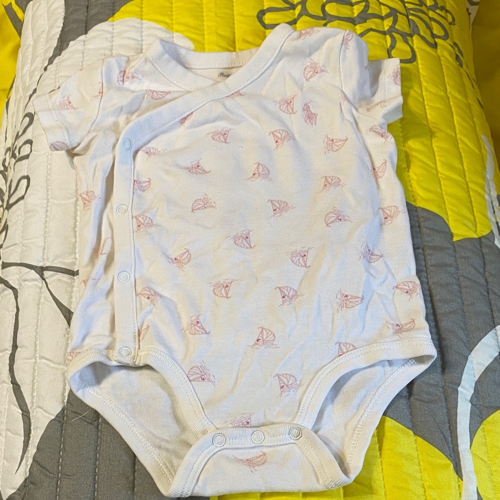Ralph Lauren White Sailboat Print Kids One Piece - Picture 5 of 6